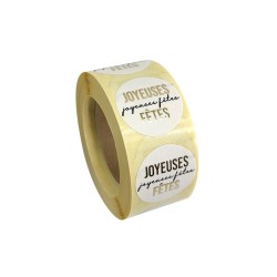 Etiquettes rondes 27mm joyeuses fêtes | Mj Pack
