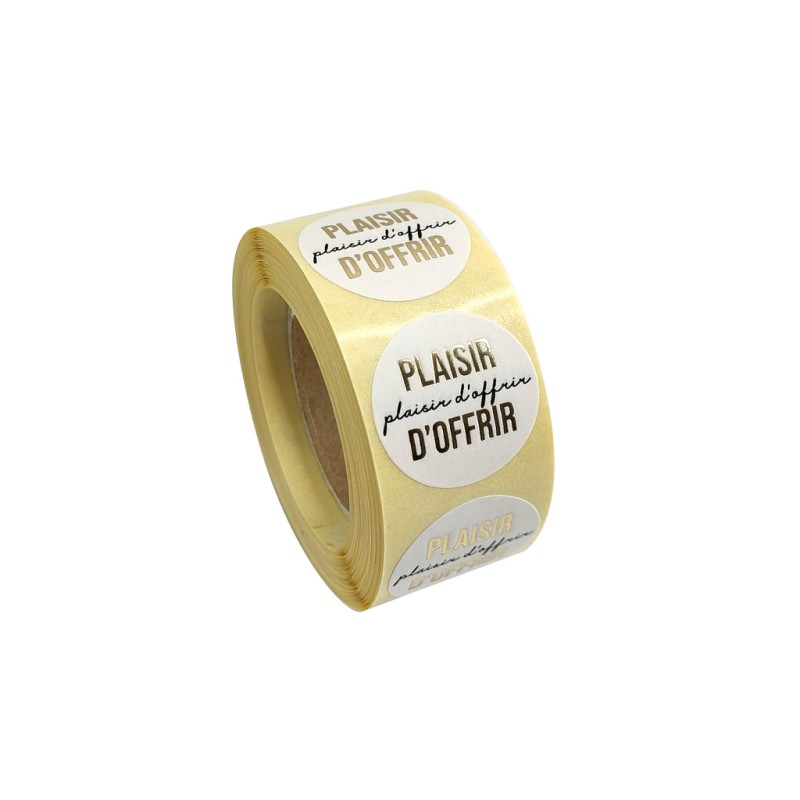Etiquettes rondes 27mm plaisir d'offrir | Mj Pack