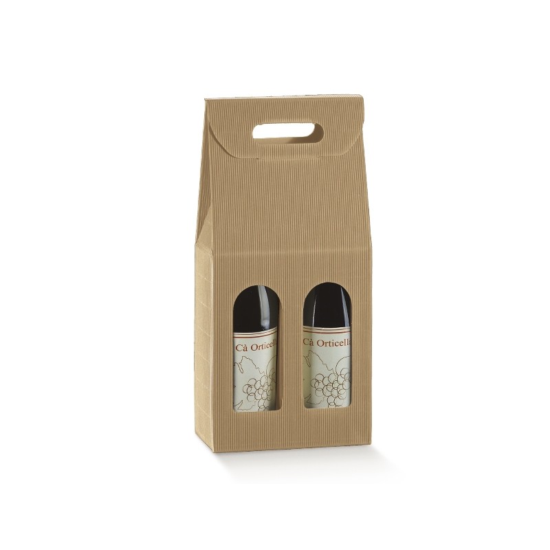 Boite 2 bouteilles dressées 180x90x400mm | Mj Pack