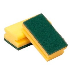 Éponge avec tampon abrasif vert 15x8x4,5 – Pack de 12 | MJ Pack