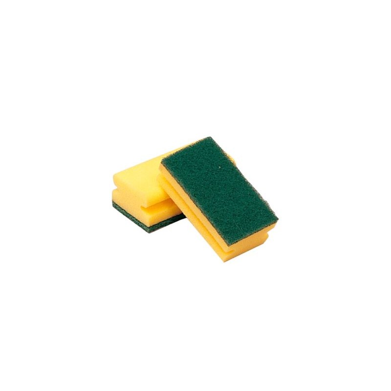 Éponge avec tampon abrasif vert 15x8x4,5 – Pack de 12 | MJ Pack