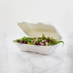 Emballage alimentaire - Coquille bagasse blanche | MJ Pack