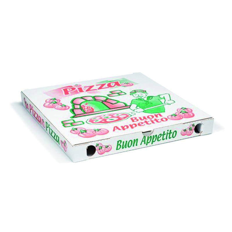 Emballage alimentaire - Boîte à pizza four rouge et vert | MJ Pack