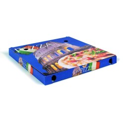 Boîte à pizza bleu colisée