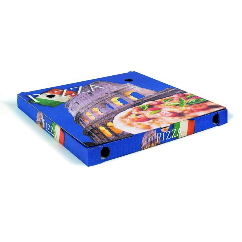 Boîte à pizza bleu colisée | MJ Pack