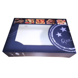 Boite catering rectangle bleue avec fenêtre