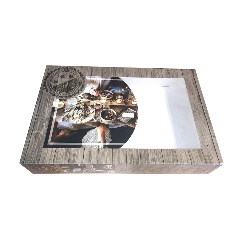 Boite catering rectangle brune-avec fenêtre