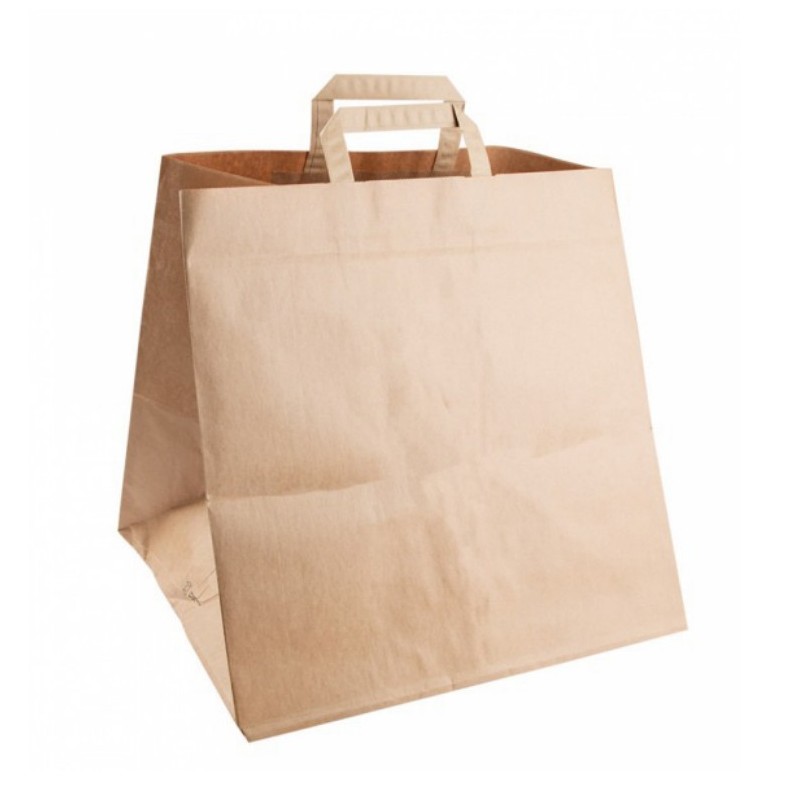 Sac kraft poignée plate brun
