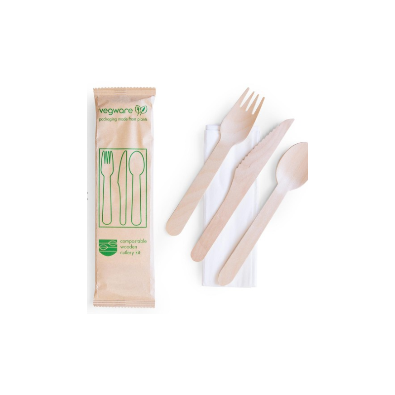 Set fourchette, couteau et cuillère en bois | Mj Pack