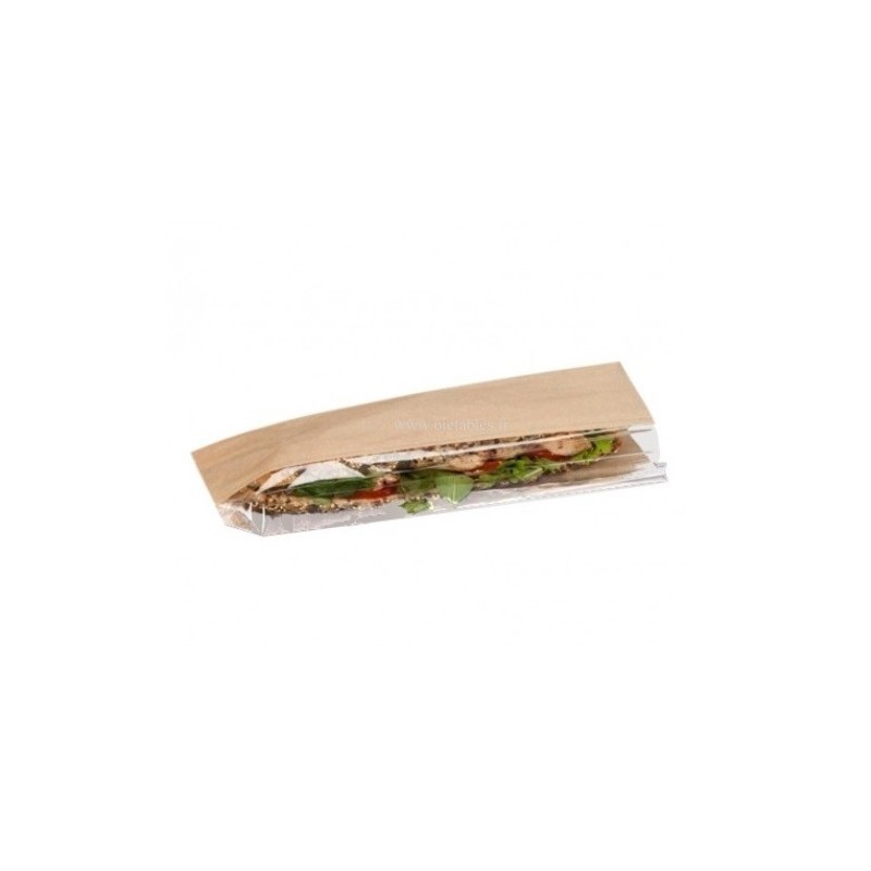 Emballage alimentaire - sac sandwich brun fenêtre | MJ Pack